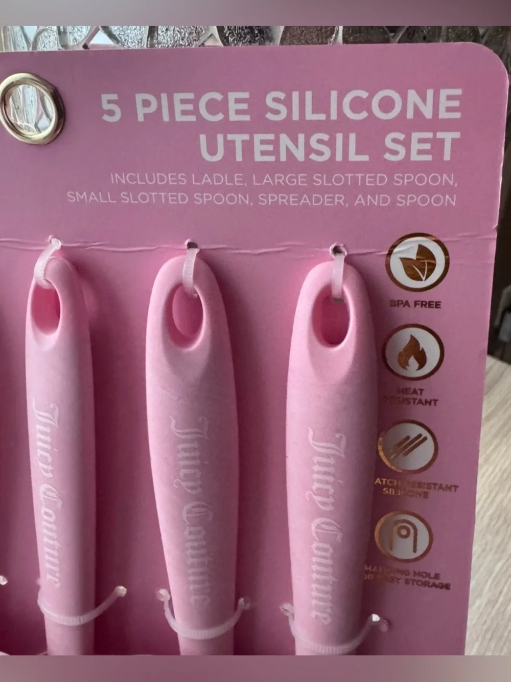 Juicy Couture Pink  Marble Silicone 5-Piece Kitchen Utensil Set